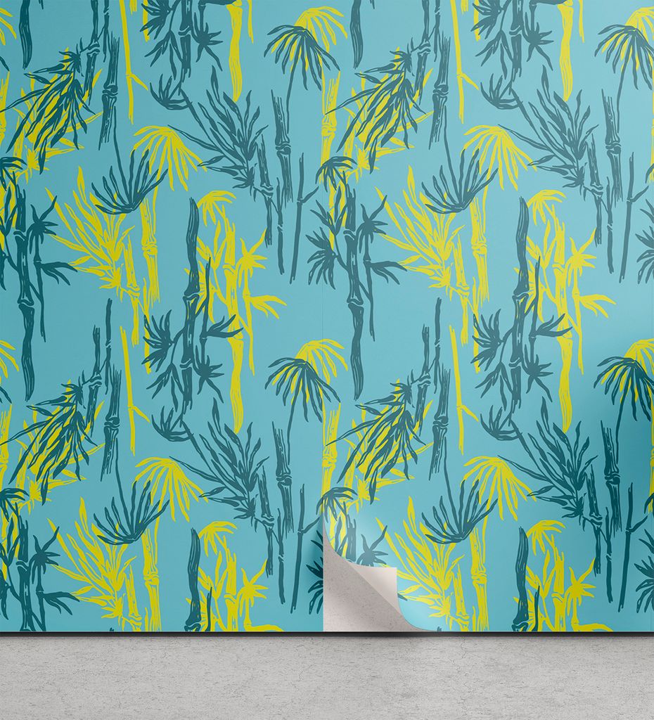 ABAKUHAUS Natürlich abziehbare & klebbare Tapete für Zuhause, Abstrakte asiatische Pflanzen Motiv, selbstklebendes Wohnzimmer Küchenakzent, 33 c...