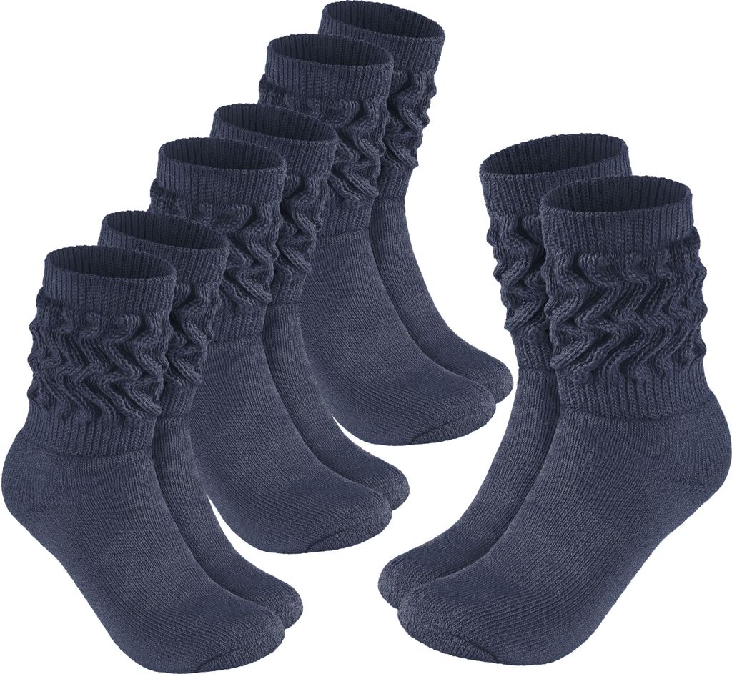 BRUBAKER Slouch Socken - Damen Schoppersocken für Fitness, Yoga und Workout - Sportsocken für Frauen, Jeans Blau, Größe 35-38, 4 Paar