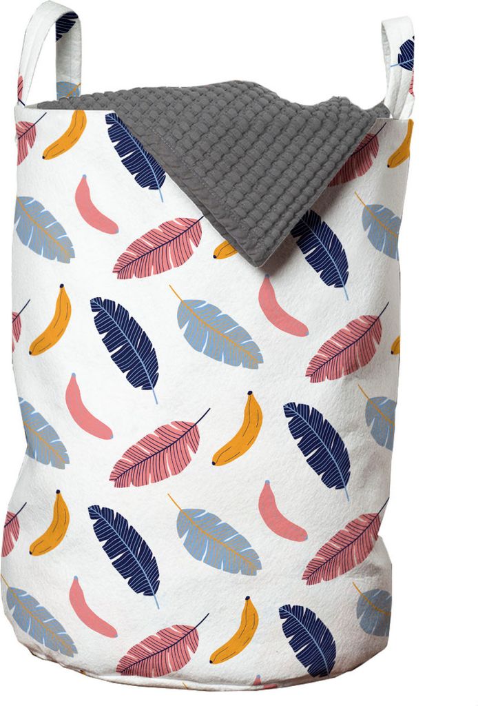 ABAKUHAUS Blätter Wäschesack, Tropical Bananen und Pflanzen, Wäschekorb mit Griffen Kordelzugverschluss für Waschsalons, 33 cm breit x 49 cm ho...