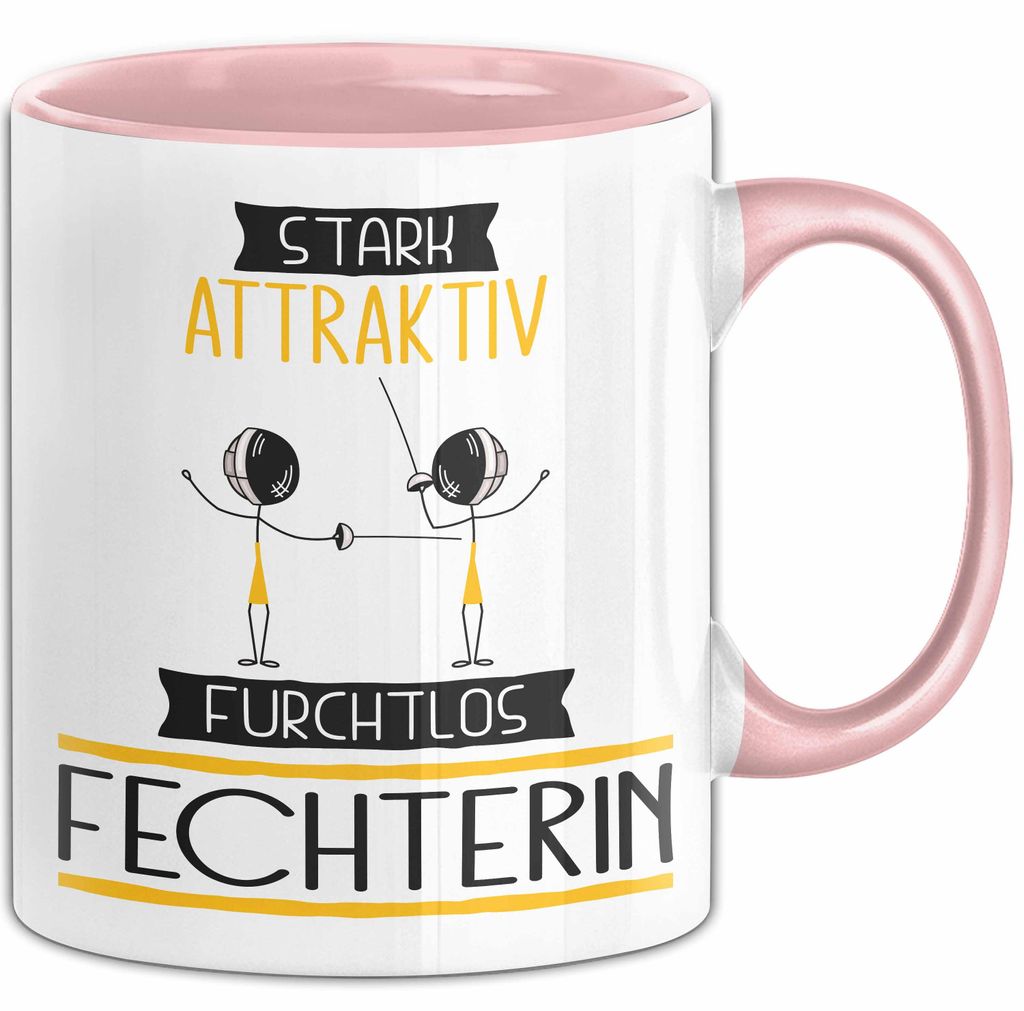 Fechterin Tasse Geschenk Becher Stark Attraktiv Furchtlos Fechterin Lustige Geschenkidee (Rosa)