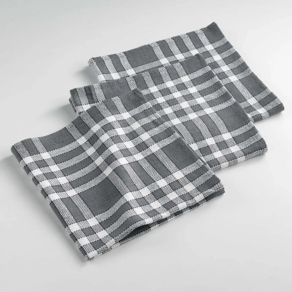 Lot 3 serviettes de table anthracite 45x45 cm tissage haute qualité