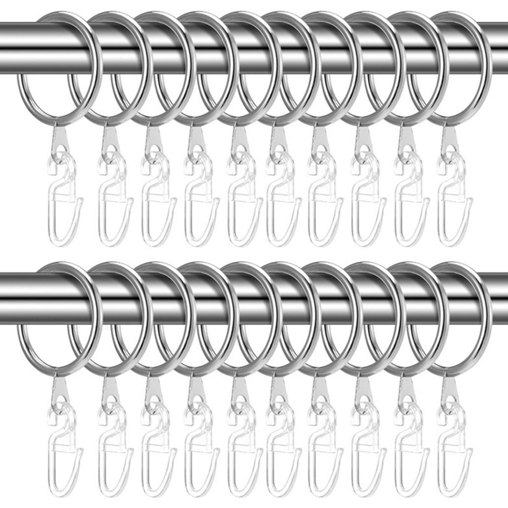 40 x Gardinenringe Vorhang Ringe mit Clips Gardinenzubehör für Vorhangstangen 