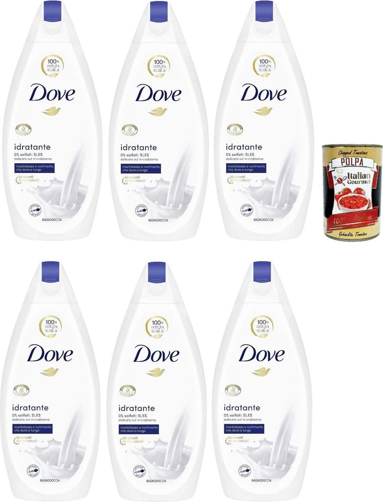 Dove bagnodoccia idratante, Schaumbäder Bades bath shower foam, Weichheit und Pflege 6x 450 ml + Italian Gourmet polpa 400g
