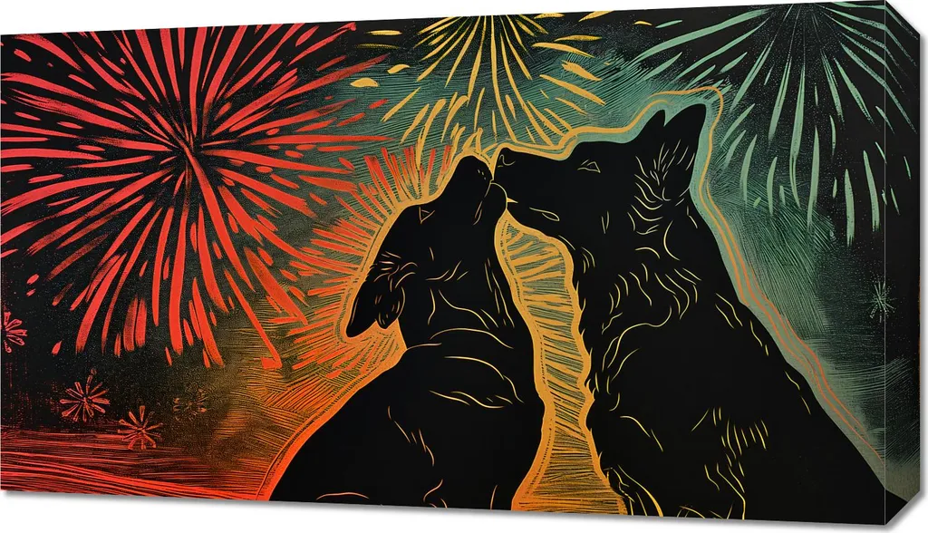 Image Câlin entre Chiens 70x40 cm - Haute Définition et Couleurs Vives