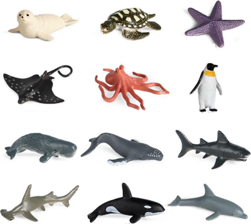 Ozean Meer Tiere Spielzeug, 16 Stück Tiere-Figuren Set Ocean Spielfiguren Spielzeug Meerestier Figuren Tierfigur kleine Tiere Plastiktiere Mini Ti...