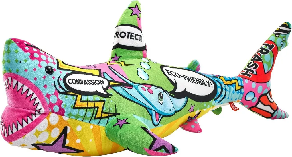 Grande Peluche Requin Multicolore 80 cm - Coussin de Sommeil Moelleux