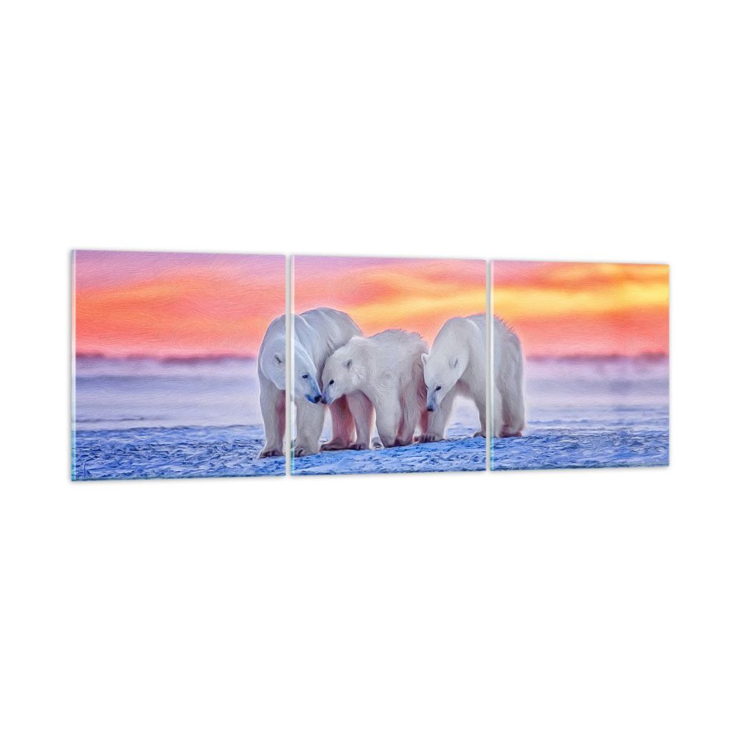 Bilder auf glas - Bären Winter Schnee Familie - 120x40cm - Glasbilder - Wandbilder - Kunstdruck - zum Aufhängen bereit - Wanddekoration aus Glas ...