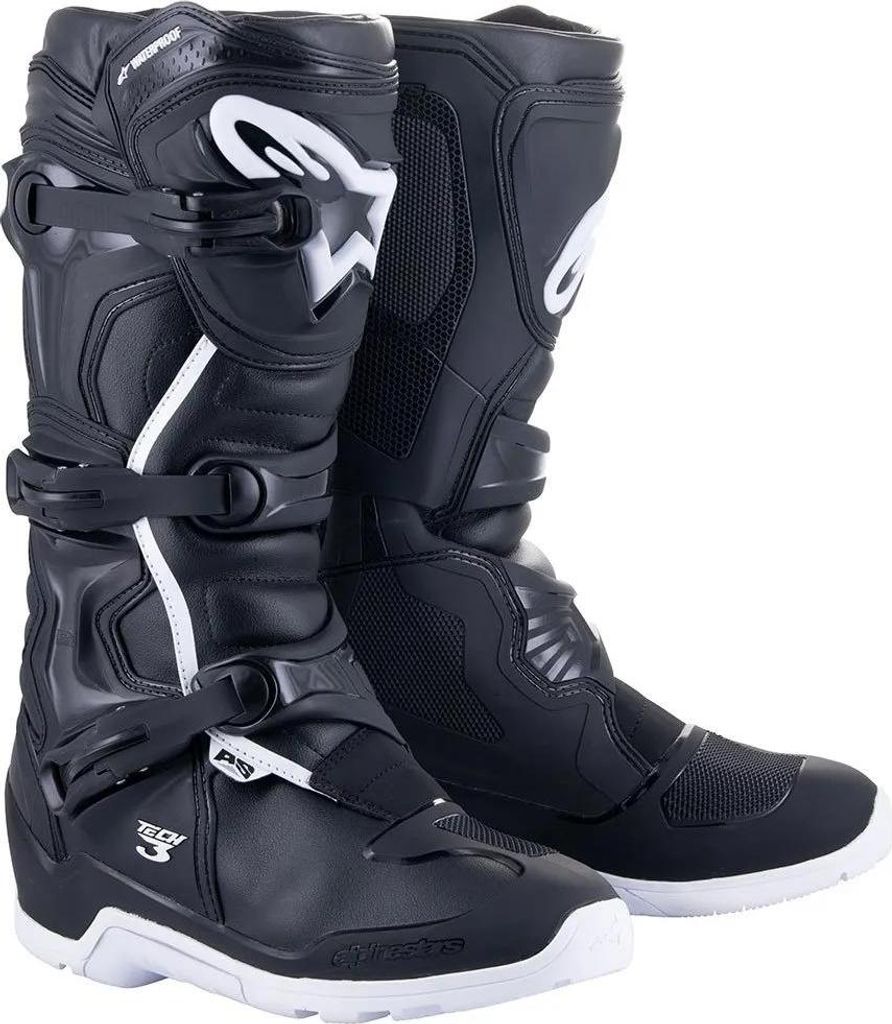 Alpinestars Tech 3 Enduro wasserdichte Motocross Stiefel, schwarz/weiß, 10 (44.5)