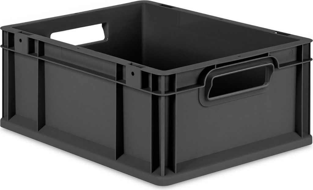 Eurobox NextGen Grip | HxBxT 17x30x40cm | 16 Liter | Griffe offen | Schwarz | Eurobehälter, Transportbox, Transportbehälter, Stapelbehälter