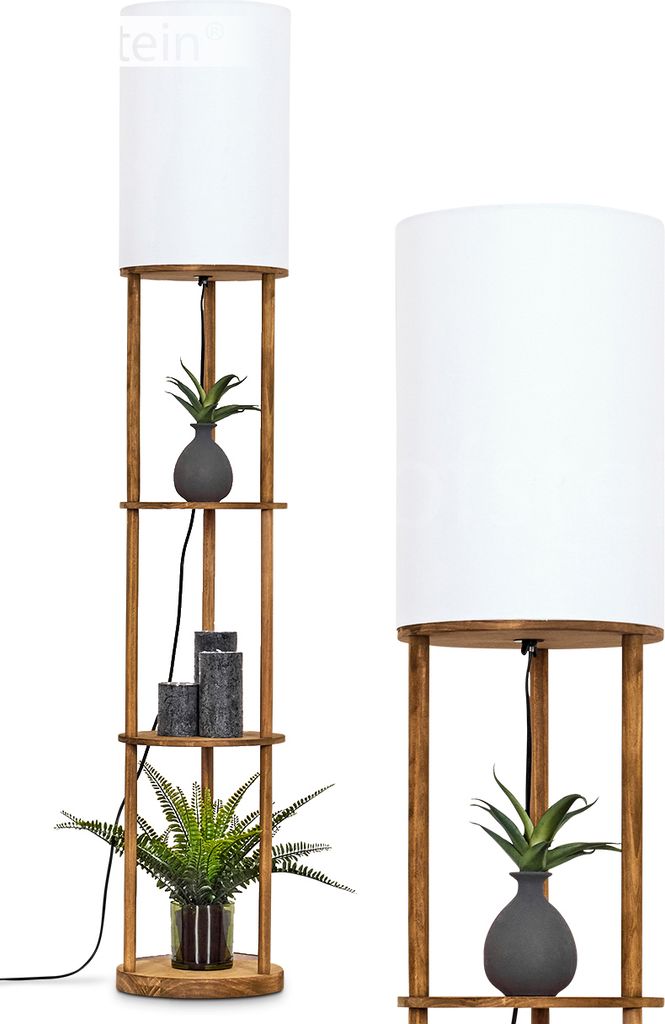 Cagliari Stehlampe aus Holz/Stoff in Naturfarben/Weiß