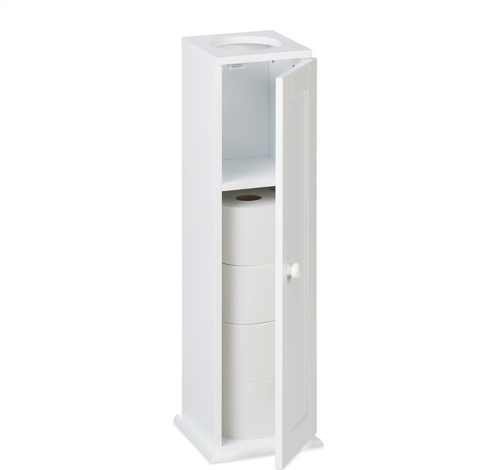 Relaxdays Toilettenschrank mit 2 Ablagen & Loch für Produktbild 