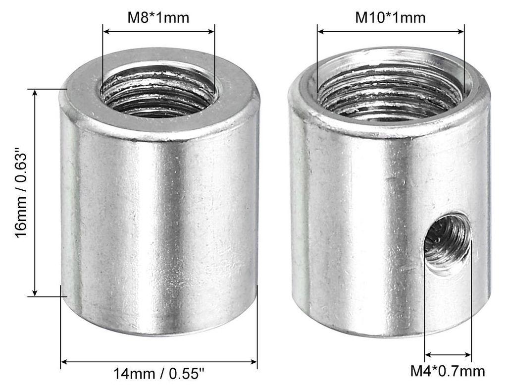 10 Stš¹ck Runde Kupplung Mutter M10 zu M8 Gewindeeinsatz Adapter Schraube Innengewinde Hš¹lsen Stecker Konvertieren Stange Stab Stollen Rohrmut...