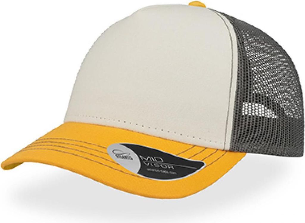 Atlantis RCAN | Rapper Canvas Cap, 5-Panel-Mesh-Cap - Farbe: White/Gold/Dark Grey - Größe: One Size