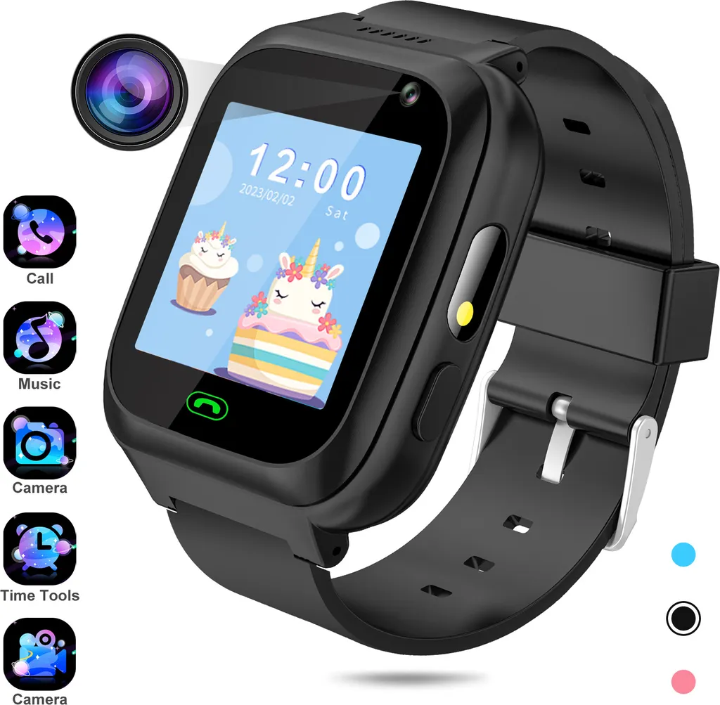 Montre SOS Enfant pour rester en sécurité sans Smartphone Noir 4-12 ans
