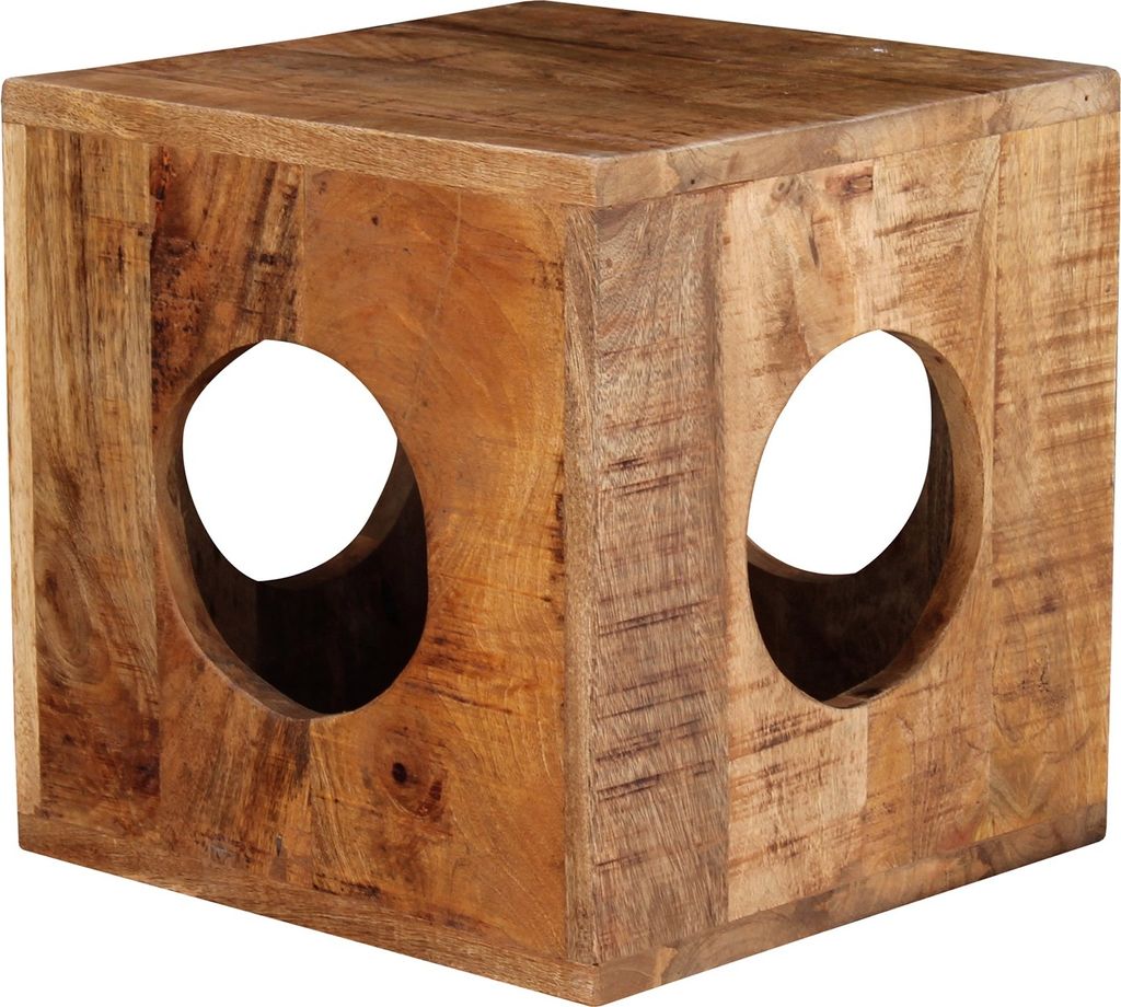 Möbilia Beistelltisch quadratisch | Mango-Holz | B 35 x T 35 x H 35 cm | natur | 23020009 | Serie BEISTELLTISCH