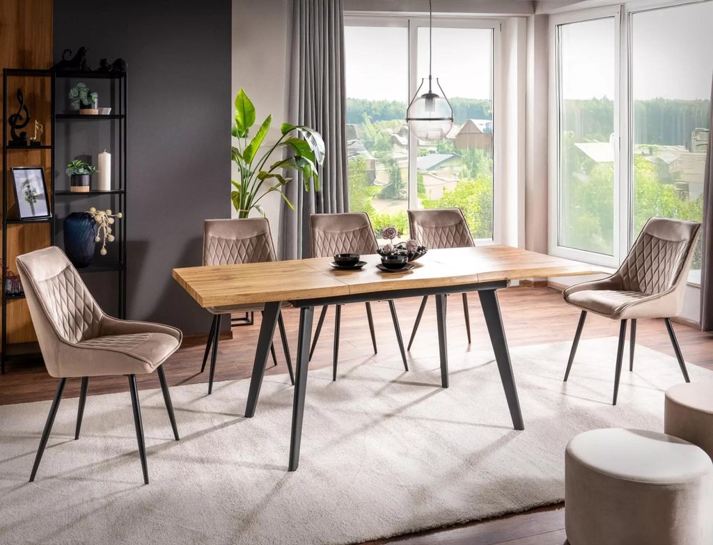 Rozkládací jídelní stůl 150(210)x90 DORIAN - dub / černý Obrázek produktu 