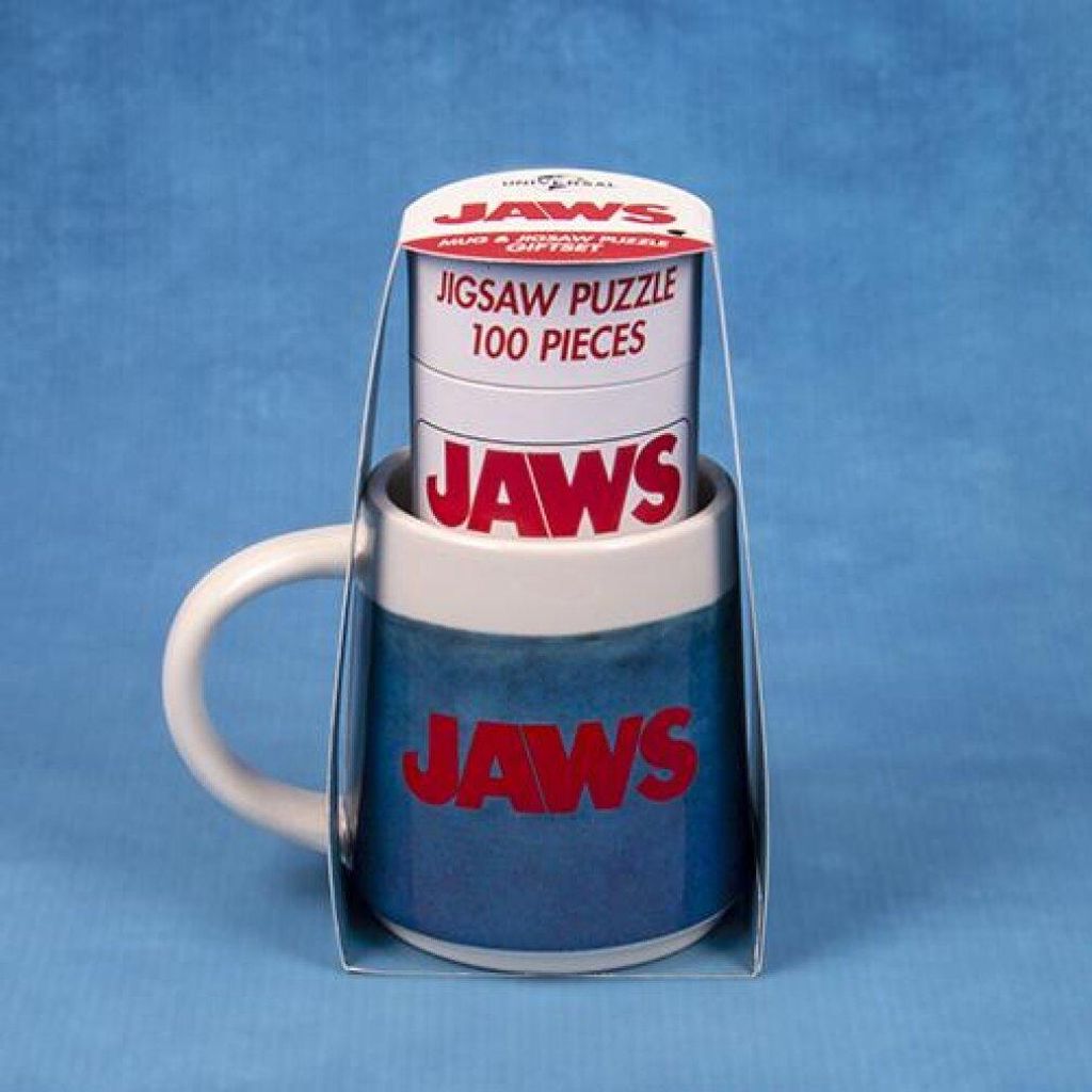 Fizz Creations JAWS Mug & Puzzle Set, Einzelbild, 0,37 l, Blau, Weiß, Keramik, Becher, Universal