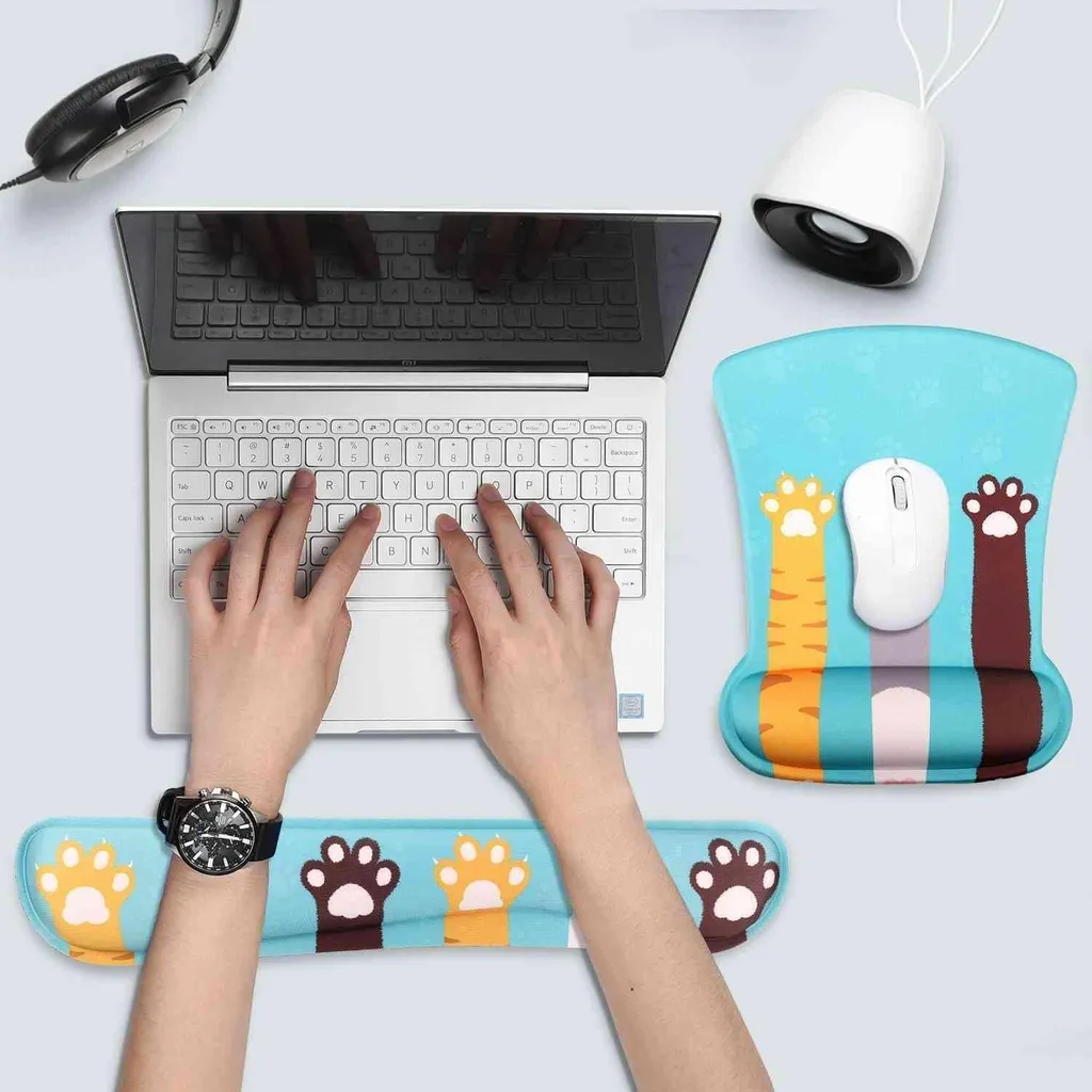Support de poignet pour clavier et souris bleu - Accessoire de bureau - 5