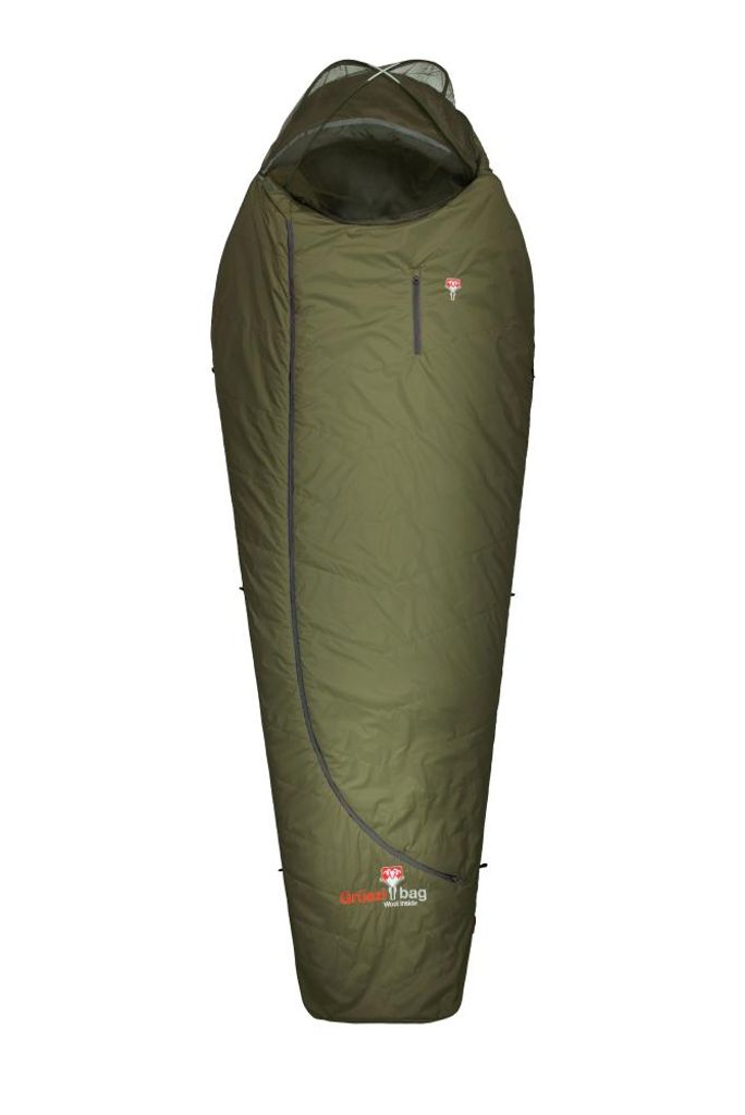 Grüezi bag Biopod Wolle Survival 185 Schlafsack, Almwolle-Füllung, 215x78x50cm, 1200g, Packmaß Ø27x23cm, Camping/Hütte/Zelten, bis 185 cm Kör...