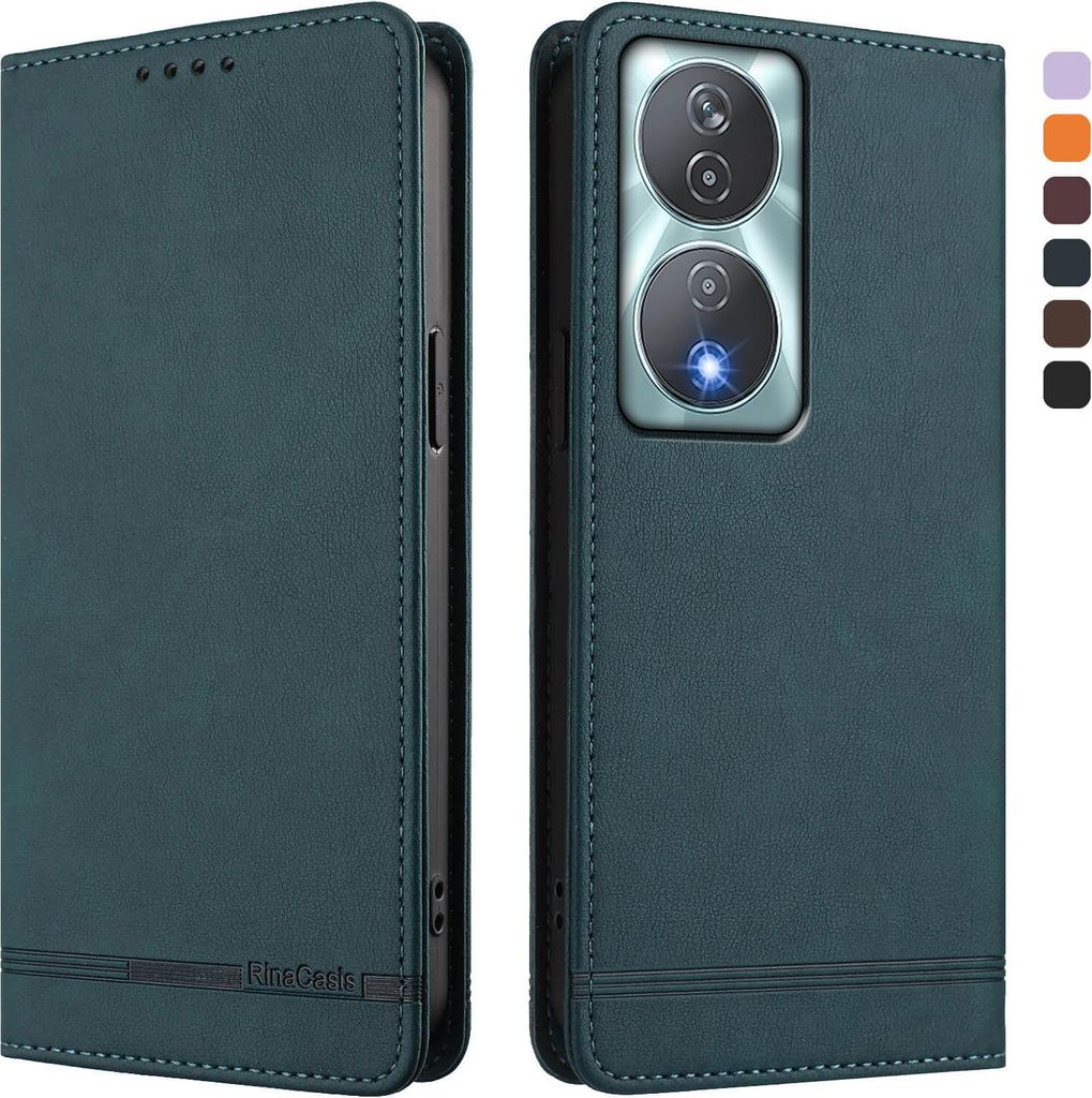 Hülle für Honor X7b 4G/Honor X7b 5G/Honor 90 Smart , Retro Kunstleder Ständer Klapphülle mit Kartenfächer und Magnetische Grün