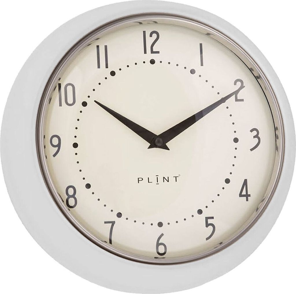 LS-LebenStil Nostalgische Metall Wanduhr Creme Weiß 23cm Rund Vintage Küchenuhr Bürouhr Retro kein Ticken Lautlos große Ziffern Wohnzimmer Bür...