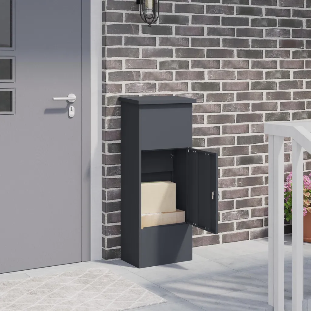 Grande boîte à colis avec rangement acier anthracite vidaXL 110 cm