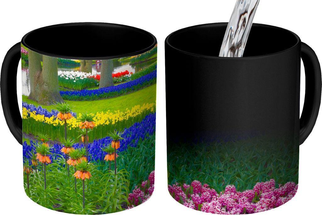 MuchoWow Zauber Tasse Zaubertasse Magic Blumenpark Keukenhof in Südholland 350 ml Farbwechsel Becher Geschenk Geschenkidee - Magic-Tasse - Fotot...