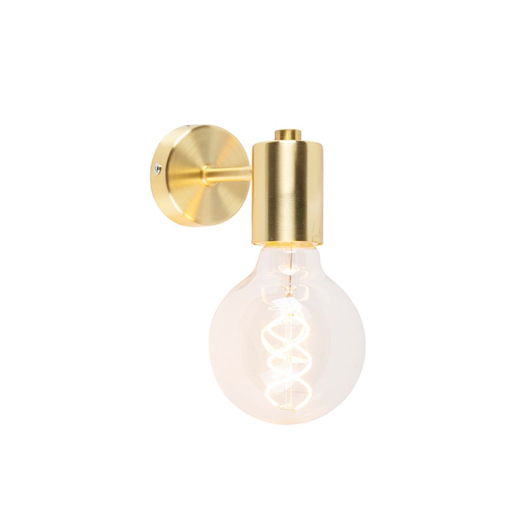 QAZQA - Design Art Deco Wandleuchte Gold I Messing Neigbar - Facil I Wohnzimmer I Schlafzimmer - Stahl Rund - LED geeignet E27