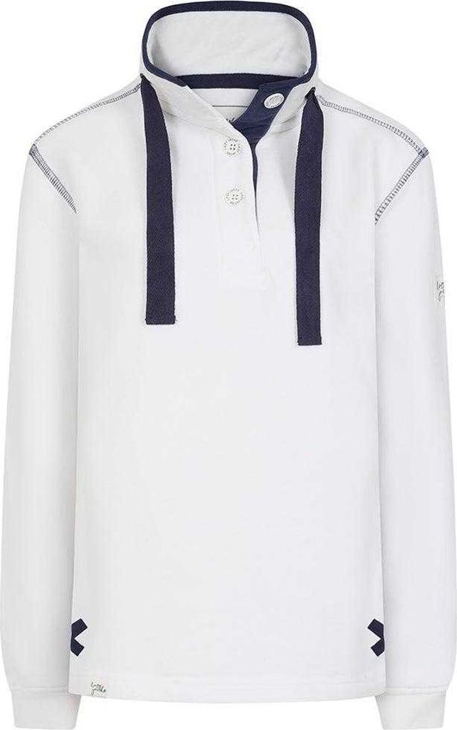 Lazy Jacks - Sweatshirt für Damen, Knopfhals LJ129 (36 DE) (Weiß)