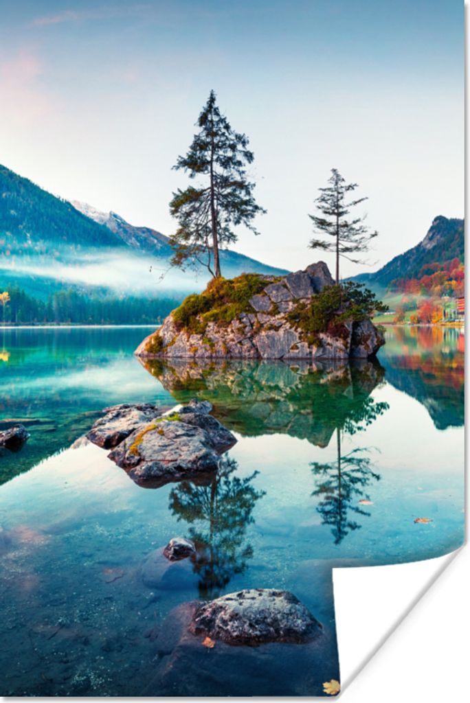 MuchoWow Poster Berge - See - Bäume - Natur - Wasser 20x30 cm - Papierdruck