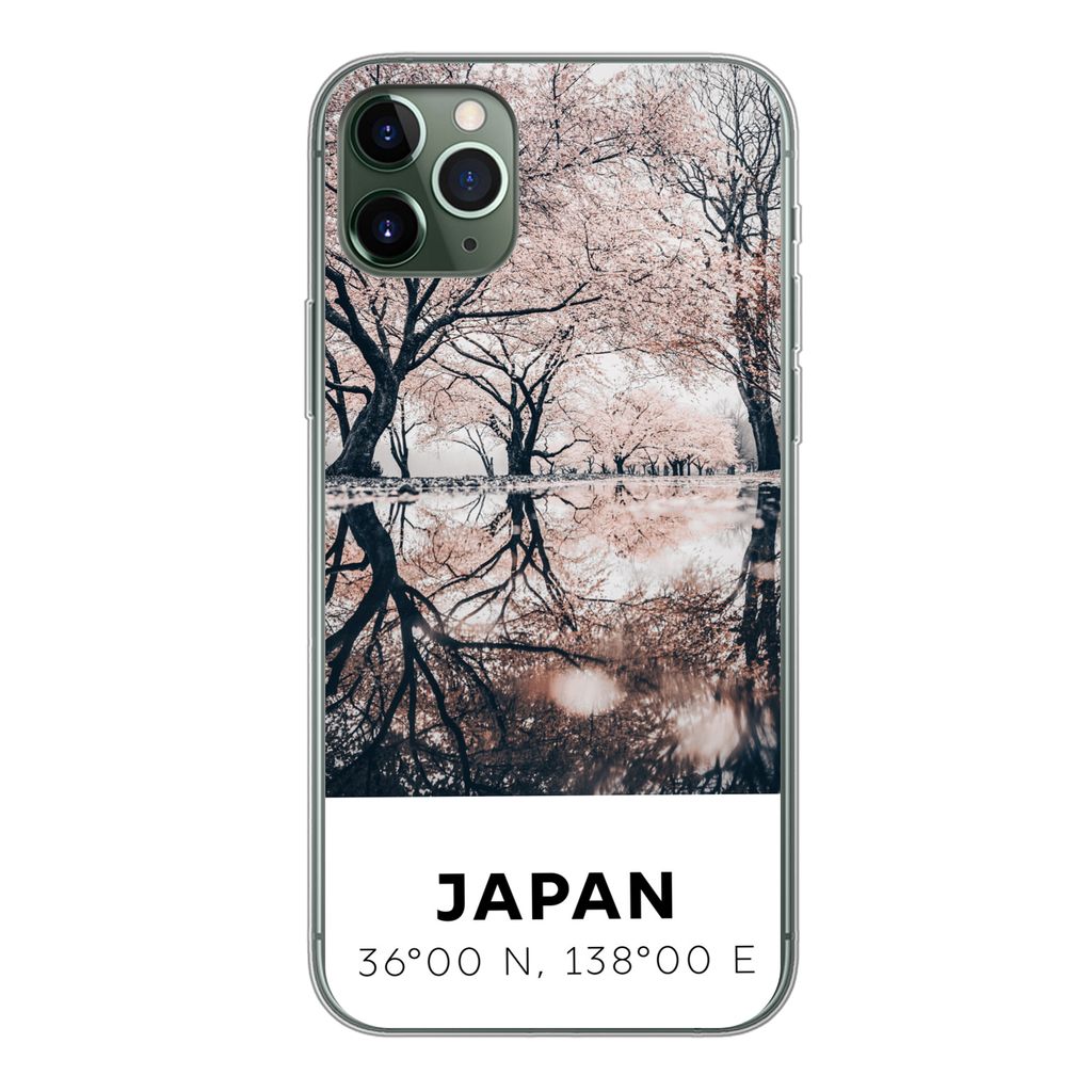 MuchoWow Handyhülle Schutzhülle Hülle für iPhone 11 Pro Max Japan - Sakura - Frühling - Rosa Silikon Softcase Handy Hülle - Schutz