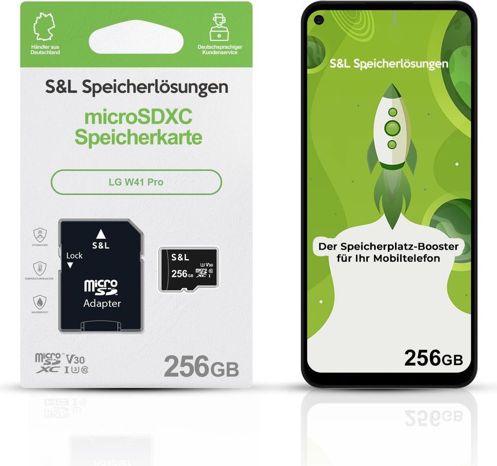 microSD Speicherkarte S&L für LG W41 Pro - Speicherkapazität: 256 GB
