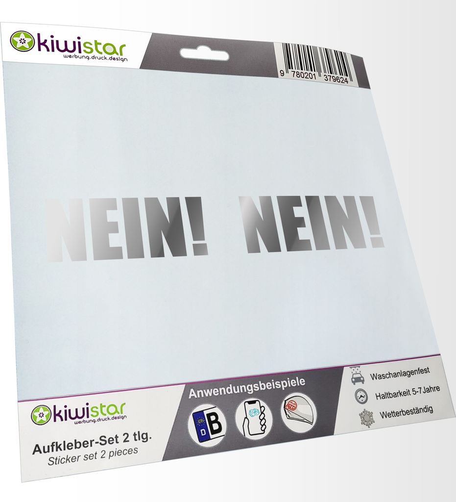 Kiwistar - 2x Kennzeichenaufkleber - chrom - 21 mm Nein! - Niemals - Auf Gar Keinen Fall Aufkleber für Auto, Laptop, Fahrrad, LKW, Motorrad Mehrfa...