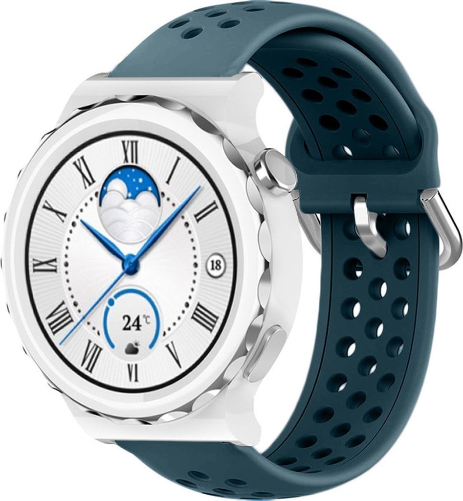 Strap-it Huawei Watch GT 3 Pro 43mm Silikonarmband mit Löchern (Felsengrün)