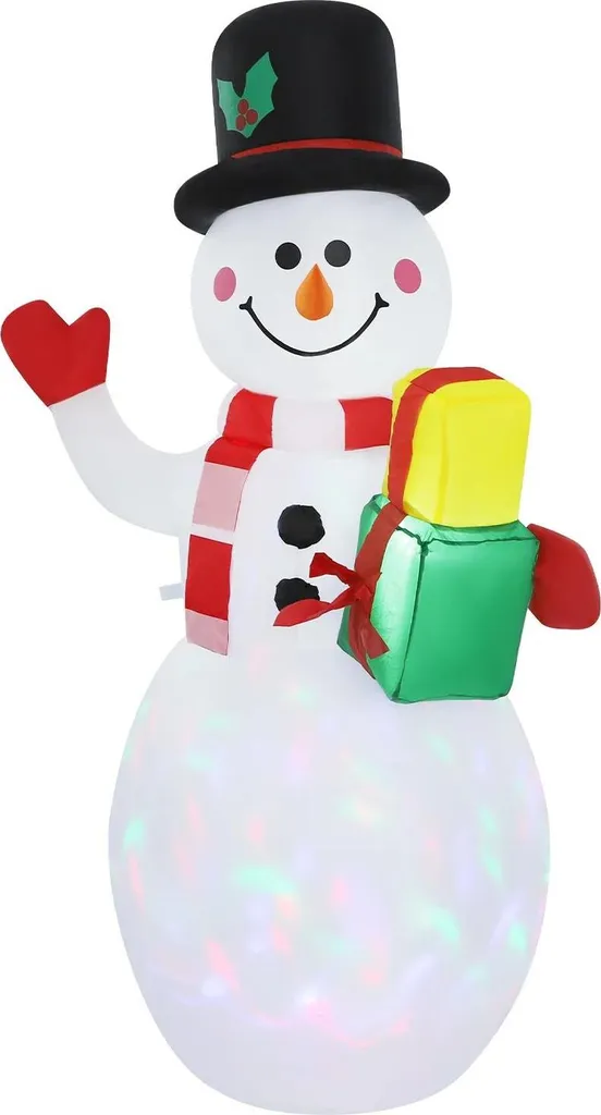 Bonhomme de neige gonflable 1,5m avec éclairage LED rotatif et prise UE