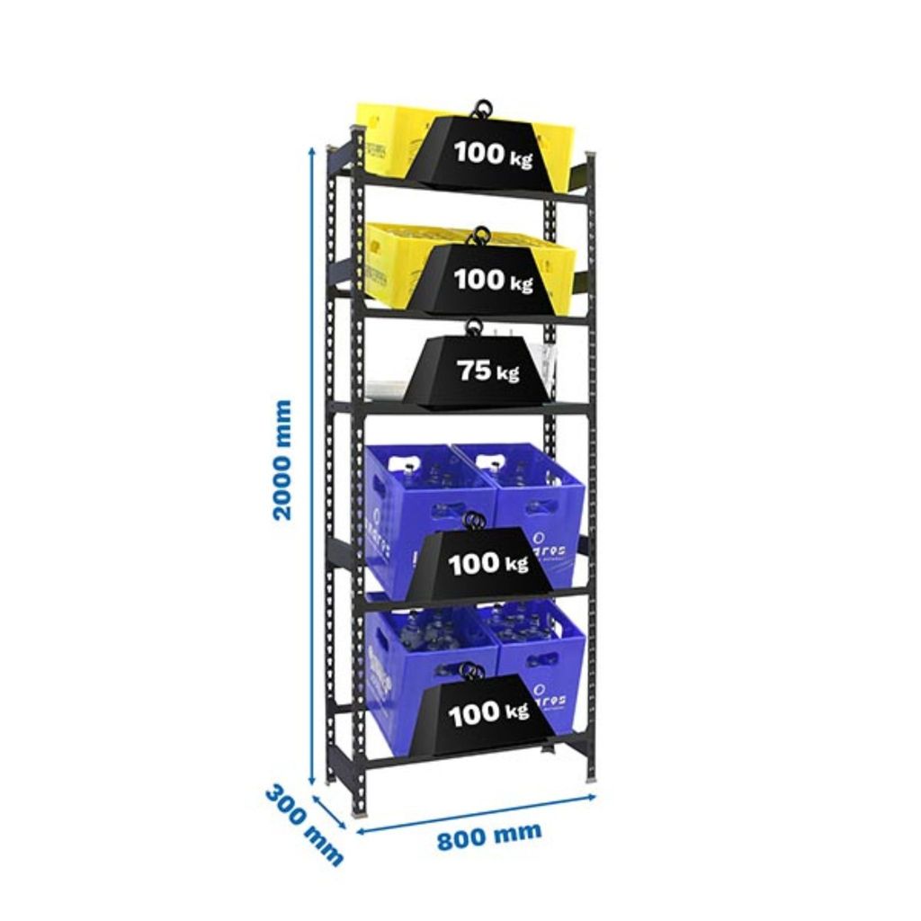 Simonrack Getränkekistenregal SIMONBOTTLE 8425437129711 anthrazit 80,0 x 30,0 x 200,0 cm