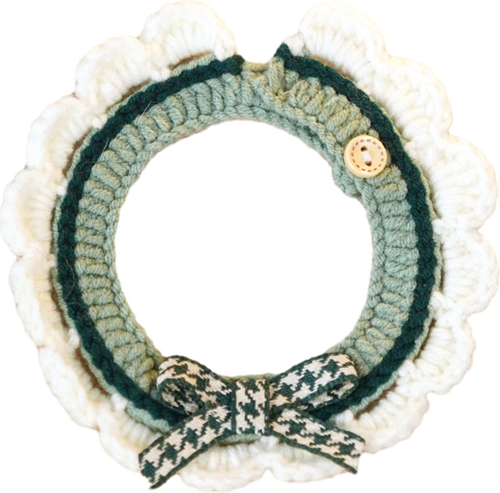 Handgestricktes Katzenhalsband mit Knopfdesign, niedliche Schleifendekoration, weiche, bequeme Halskette, Katzenhalsband
