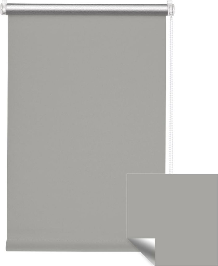 Victoria M. Klemmfix Tenebra Verdunkelungsrollo / Thermorollo, 155 x 160 cm, grau ohne Bohren mit Wärmeschutz & Sichtschutz, Kettenzug – ideal f...