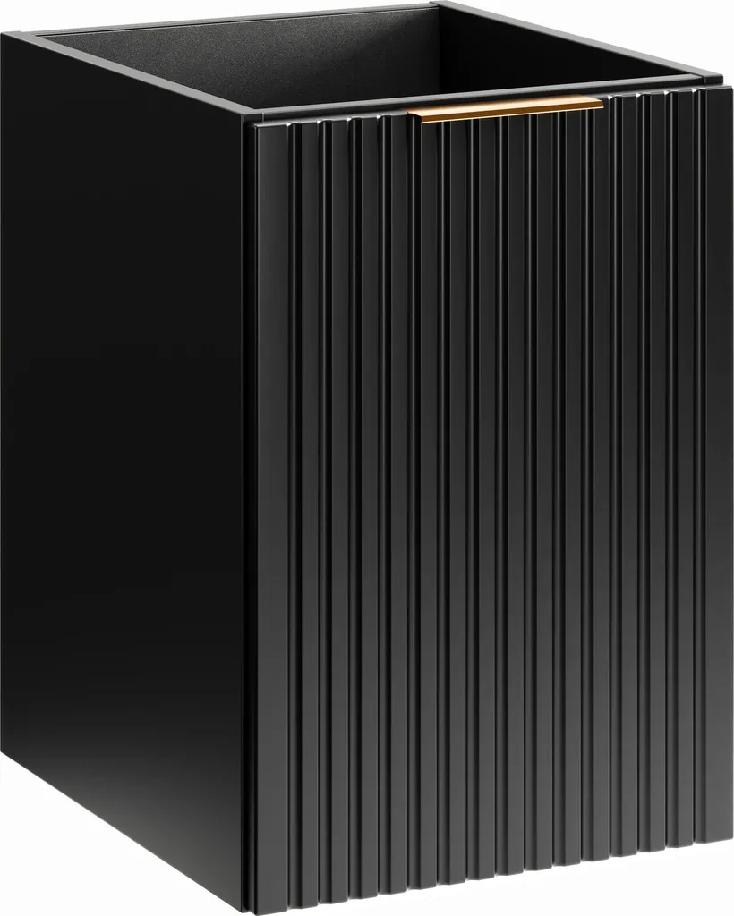 Petit Meuble de Rangement Linge Adel Noir et Or - Colonne Basse 40 cm