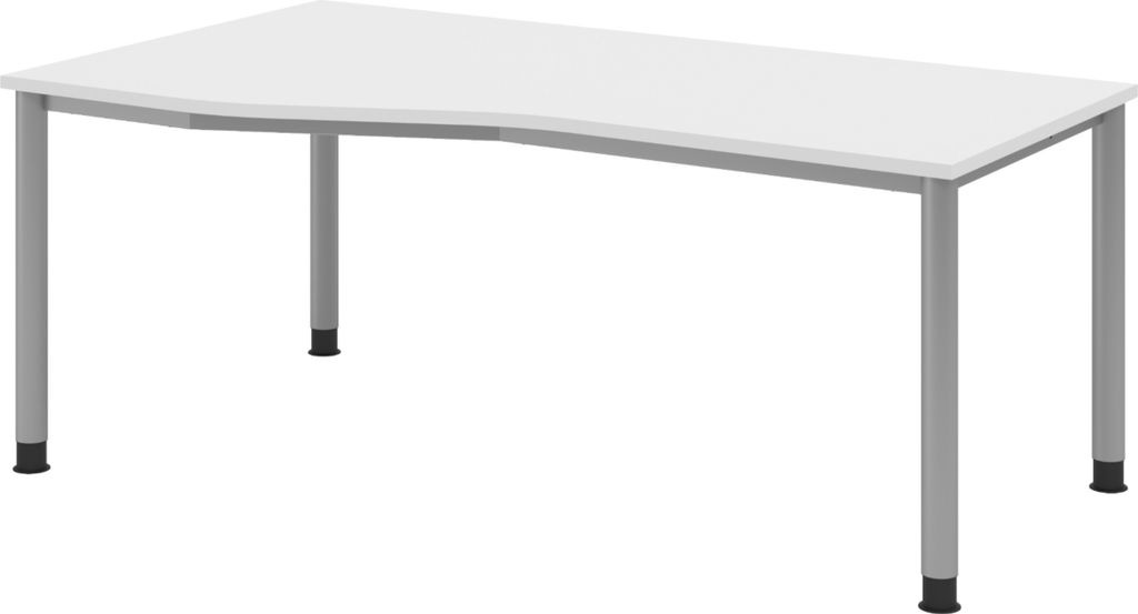 bümö Schreibtisch Serie-H Gestell: Silber - Nachbildung: Weiß, Größe: 180 x 100 cm