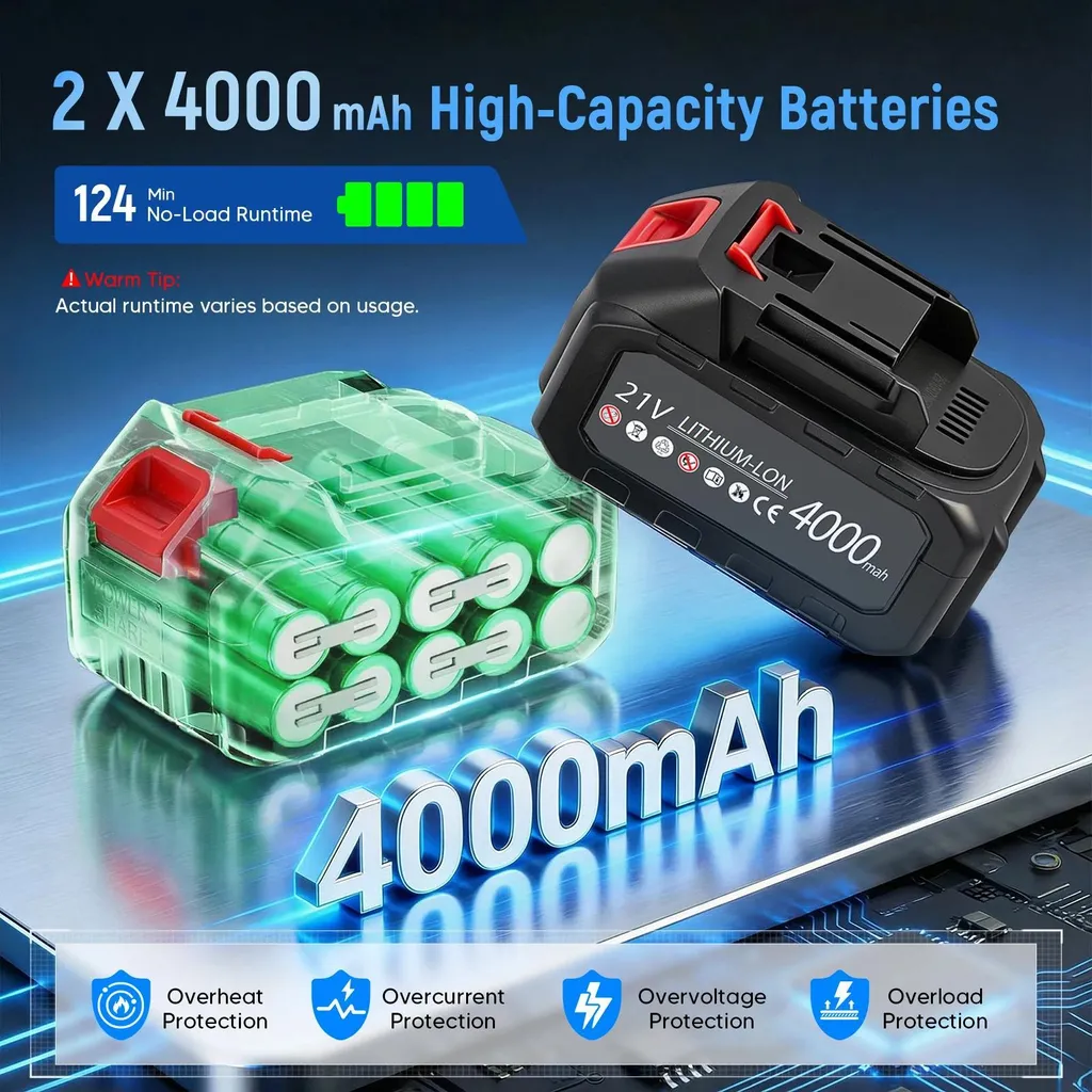 Pack mini-tronçonneuse 2 en 1 sans fil 4000 mAh avec perche ajustable - 2