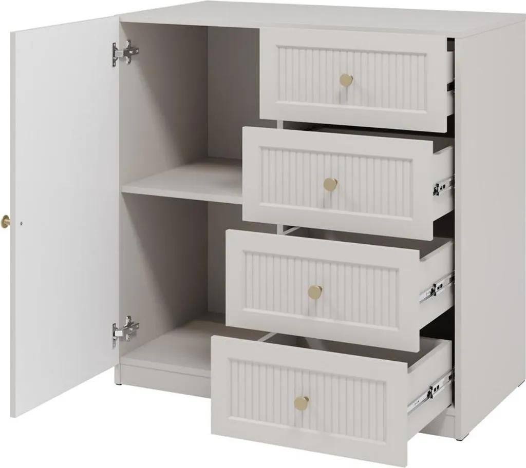 Commode étroite SALTIVILLE cachemire avec portes et tiroirs chic
