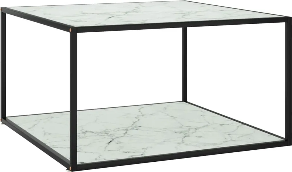 Tavolino Basso Salotto Nero Vetro Marmo 90x90x50 | Offerta Qualità