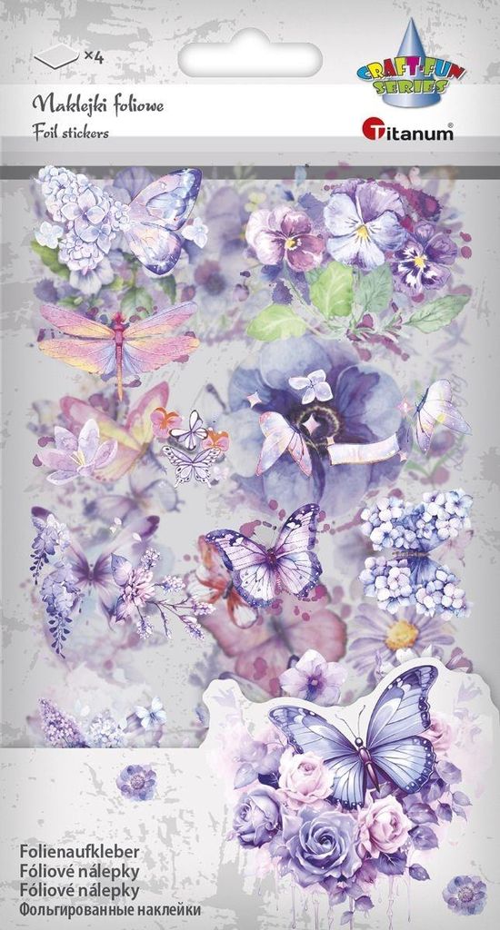 Folienaufkleber Blumen und Schmetterlinge violett Titanum