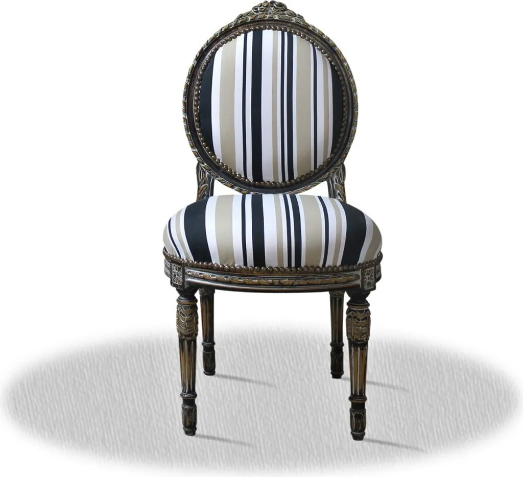 Chaise Baroque de Salon Chic à Rayures pour Décoration d'Exception