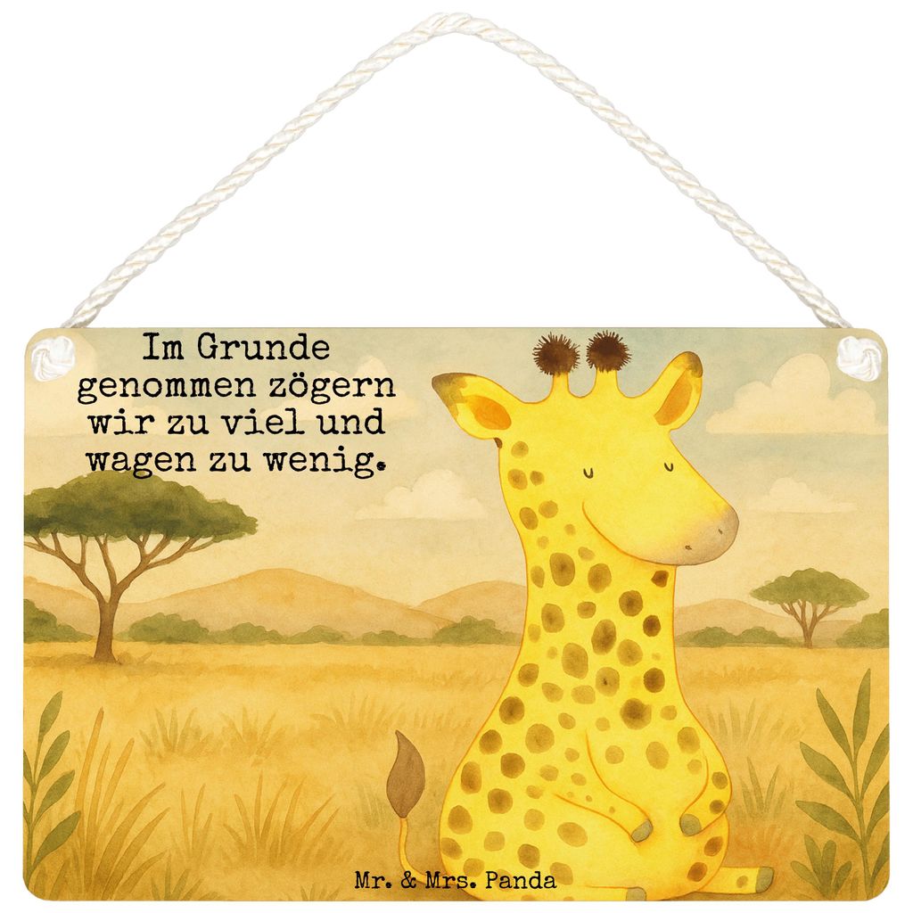 Mr. & Mrs. Panda Schild Giraffe Zufrieden Design DIN A4 - Weiß - Geschenk, Afrika, Türschild, Glück, wandtafel, holzbild, Wandbild Holz, Abenteu...