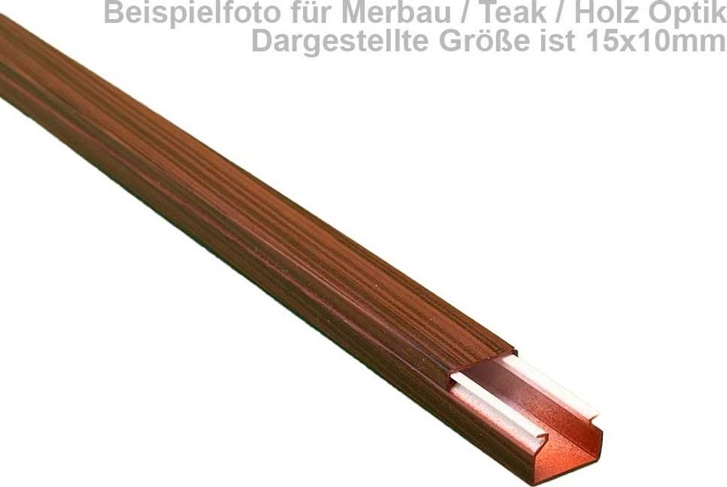 Kabelkanal 20x10 mm Merbau/Teak Holzoptik – selbstklebend – 1 m – Kunststoff