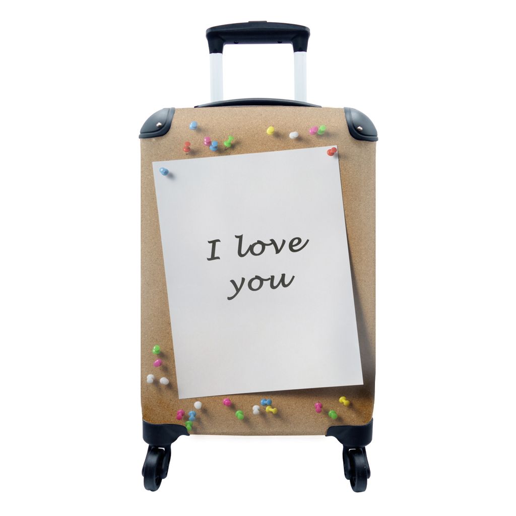 MuchoWow Koffer Handgepäck Trolley Rollkoffer Kleine Reisekoffer mit 4 Rollen - Ich liebe dich ist auf einem Zettel geschrieben - Cabin Size < 5...