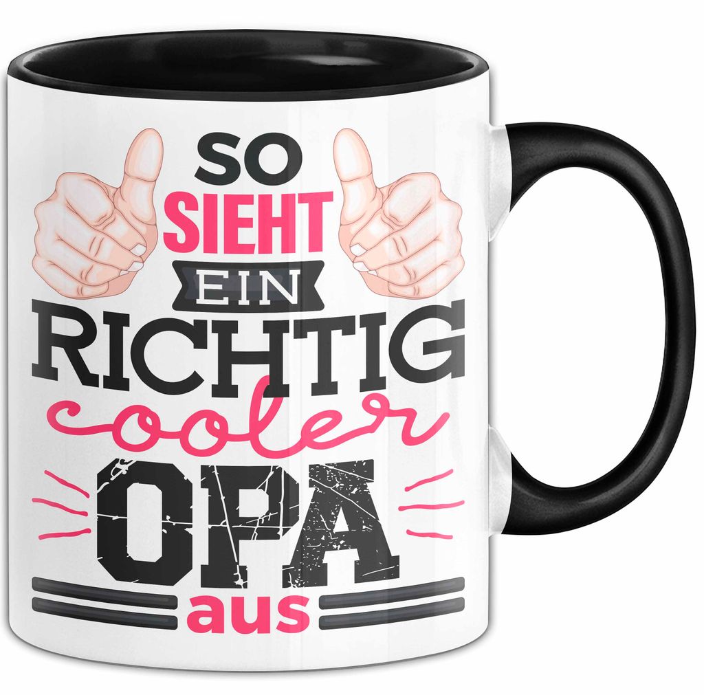 Opa Tasse Geschenk So Sieht Einr Richtig Cooler Opa Aus Geschenkdiee Großvater Becher (Schwarz)