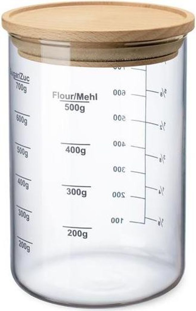 SIMAX Behälter mit Skala und Holzdeckel 0,8 l